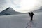 Mountaineers on a glacier on a alpine tour called Spaghetti Round in the European Alps, Monte Rosa Massif, Italy