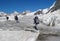 Mountaineers in the snow mountains on glacier