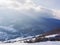 mountainous carpathian countryside in winter