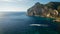 The mountainous coast of the Greek island of Corfu