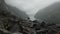 Mountainous landscape and fjord during a rainy day, Norway