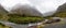 Mountainous Monkey creek flowing through impressive landscape next to Milford Sound highway, New Zealand