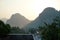 Mountainous View and House Roof in Vangvieng District, Vientiane Province, Laos.