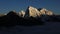 Mountains Ama Dablam, Cholatse and Tabuche at sunset