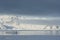 Mountains of the Antarctic Peninsula covered with stratus clouds