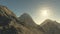 Mountains background with sun in glacier. vector illustration of many triangles