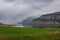 Mountains and Berufjordur ocean lagoon near Teigarhorn Natural M