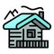 Mountains cabana icon, outline style