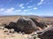 In the mountains of California in the summer. Stones, sand, sun