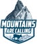 The Mountains Are Calling. vector Outdoor Adventure Inspiring Motivation Emblem logo with Rocky Mountains goat