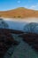 Mountains climbing above a sea of fog and cloud (Sugar Loaf, Brecon Beacons, Wales