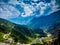 Mountains and clouds.