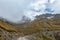 Mountains in clouds at Abra Mariano Llamoja, pass between Yanama and Totora, The Choquequirao trek, Peru