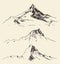 Mountains Contours Engraving Vector Hand Draw