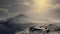 Mountains covered with ice in antarctic landscape