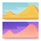 Mountains in deserted area on planet, two banners set vector illustration. Day and starry night at deserted mountain