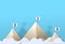 Mountains with embroidered flags vector paper art cute illustrat