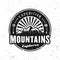 Mountains expedition black vector round badge