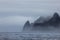 Mountains in fog, Antarctic landscape