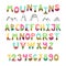 Mountains font. Hand drawn English alphabet.