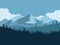 Mountains and forest landscape early in a daylight. Vector