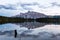 Mountains and forests reflected in Two Jack Lake