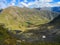 Mountains. Glacial Valley and lake under blue sky