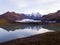 Mountains, glacier and glacial lake Morsarlon in Skaftafell National Park Iceland. landscape Southern Iceland Sunset and Sunrise