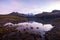 Mountains, glacier and glacial lake Morsarlon in Skaftafell National Park Iceland. landscape Southern Iceland Sunset and Sunrise