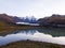 Mountains, glacier and glacial lake Morsarlon in Skaftafell National Park Iceland. landscape Southern Iceland Sunset and Sunrise