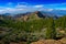 Mountains of Gran Canaria. Summer day on the islandm with rock and blue sky with white clouds. Beautiful wild mountain scape