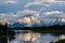 Mountains in Grand Teton National Park at morning. Oxbow Bend on the Snake River.