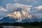 Mountains in Grand Teton National Park at morning. Oxbow Bend on the Snake River.