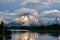 Mountains in Grand Teton National Park at morning. Oxbow Bend on the Snake River.