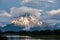 Mountains in Grand Teton National Park at morning. Oxbow Bend on the Snake River.