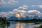 Mountains in Grand Teton National Park at morning. Oxbow Bend on the Snake River.