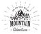 Mountains handdrawn sketch emblem. outdoor camping and hiking activity, Extreme sports, outdoor adventure symbol