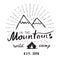 Mountains handdrawn sketch emblem. outdoor camping and hiking activity, Extreme sports, outdoor adventure symbol, vector