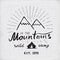 Mountains handdrawn sketch emblem. outdoor camping and hiking activity, Extreme sports, outdoor adventure symbol, vector