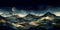 Mountains hills luxury landscape background in the dark time of day in a bright golden color, generative ai