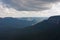 Mountains and hills at the Wentworth Falls in the Blue Mountains in Australia