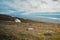 Mountains in Iceland in summer. nice day for hiking. view from above the clouds