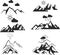 Mountains icon, Hill icon, Enormity black vectors icon set.