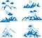 Mountains icon, Hill icon, Enormity blue vectors icon set.