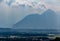 The mountains are just silhouettes in the distance due to fog blocking the view seen from Hohensalzburg