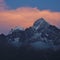 Mountains Kangtega and Thamserku just after sunset. Nepal