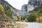 Mountains landscape Cute road of the mountain hillside in Pyrenees Spain Aragon Campo