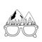 Mountains landscape with eyeglasses