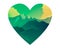 Mountains landscape illustration isolated on heart