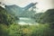 Mountains landscape with a lake view. Caucasus. Lake Ritza